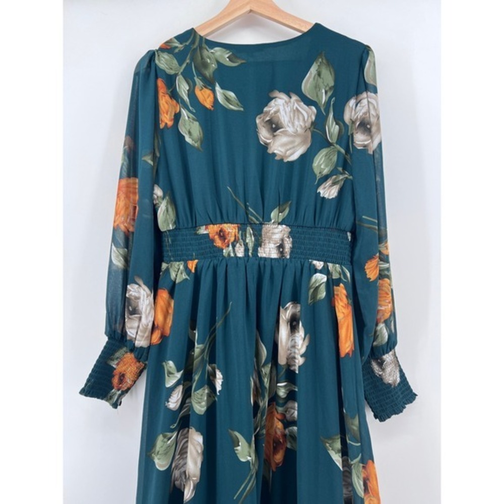 Baltic Born Teal Olivia Floral Maxi Dress V-Neck Green Size L - Picture 5 of 7